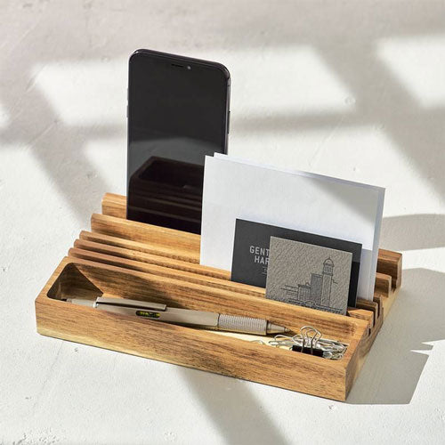 Gentlemen's Hardware Wooden Desk Organiser and Phone Stand