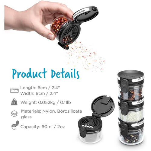 Orlid Glass Spice Jar (Black)