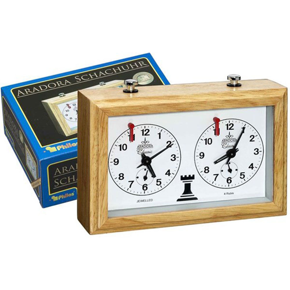 Philos Aradora Wooden Analogue Chess Clock