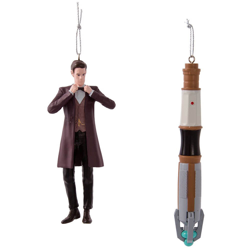 Dr Who 4.5" 11th Doctor & Sonic Screwdriver Xmas Ornament