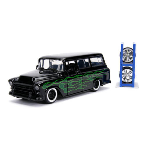Chevy Suburban 1957 Black 1:24 Scale Diecast Vehicle
