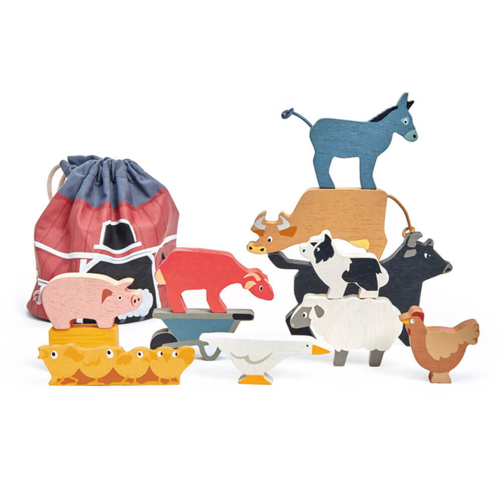 Tender Leaf Toys Stacking Farmyard Animals with Bag