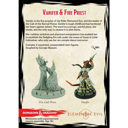 D&D Collectors Elemental Evil Vanifer & Fire Priest 2 Figs