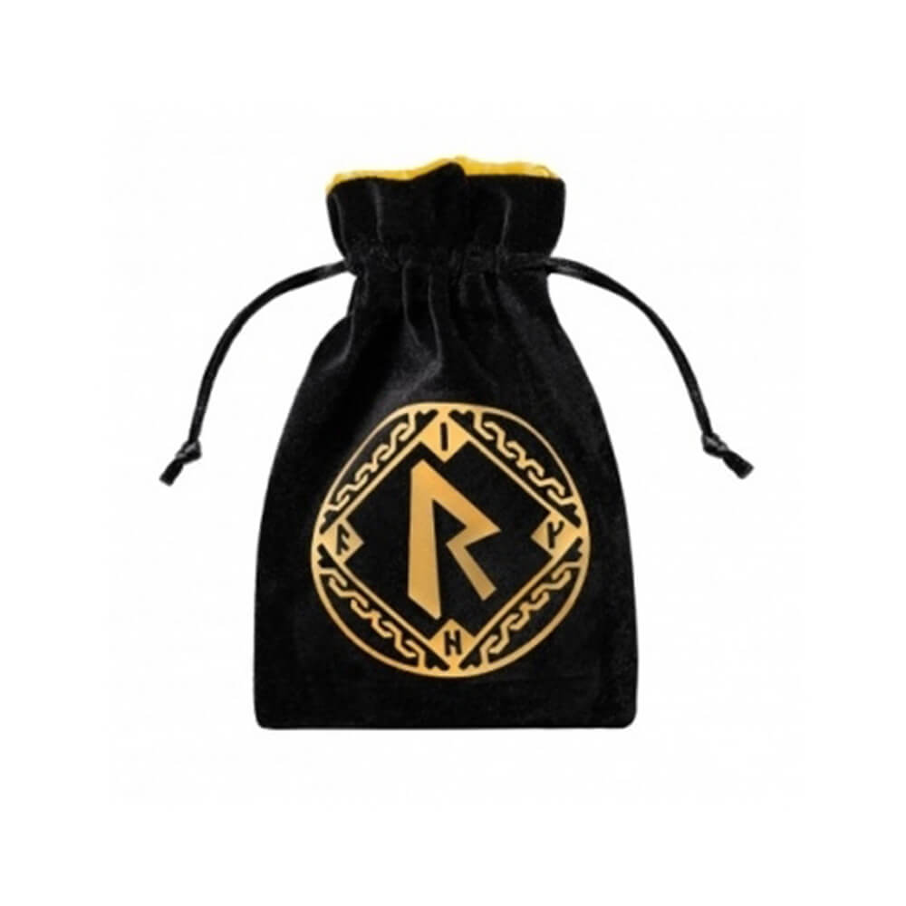 Q Workshop Dice Bag Runic Black & Golden Velour