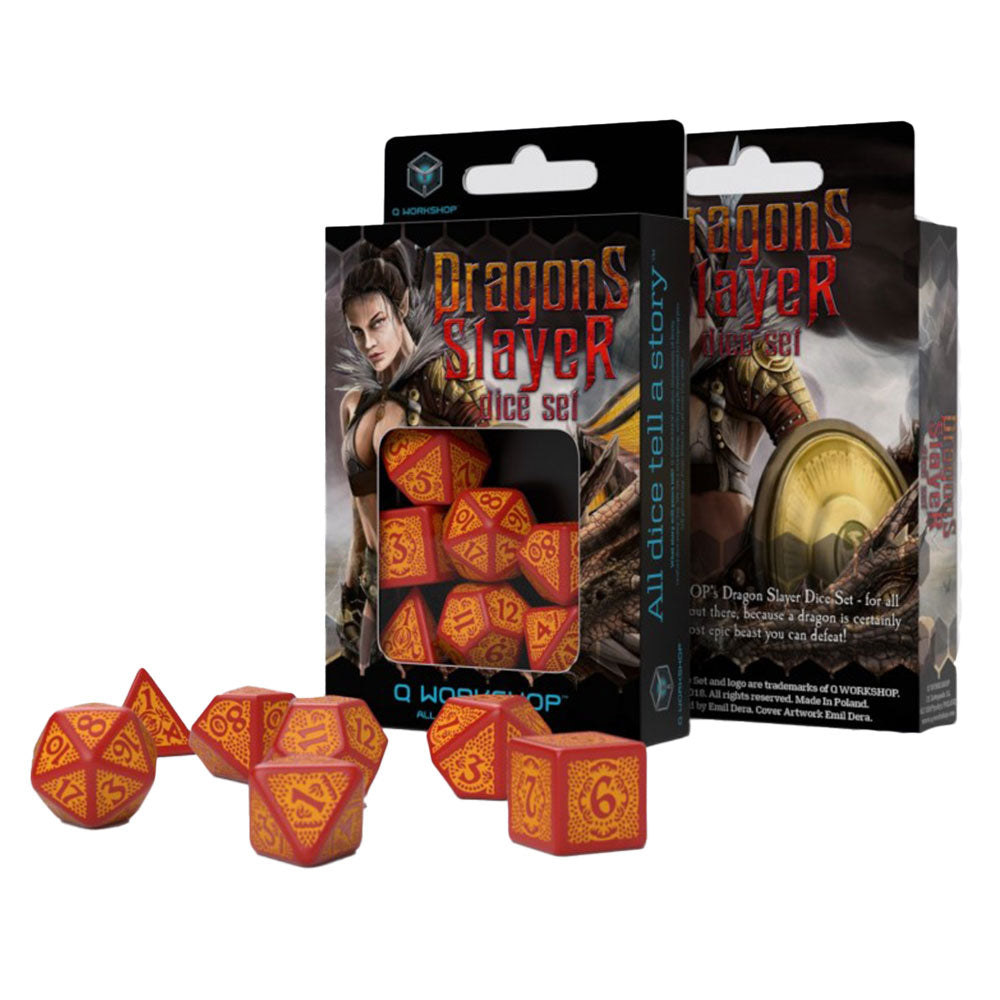 Q Workshop Dragon Slayer Dice Set 7pcs (Red & Orange)