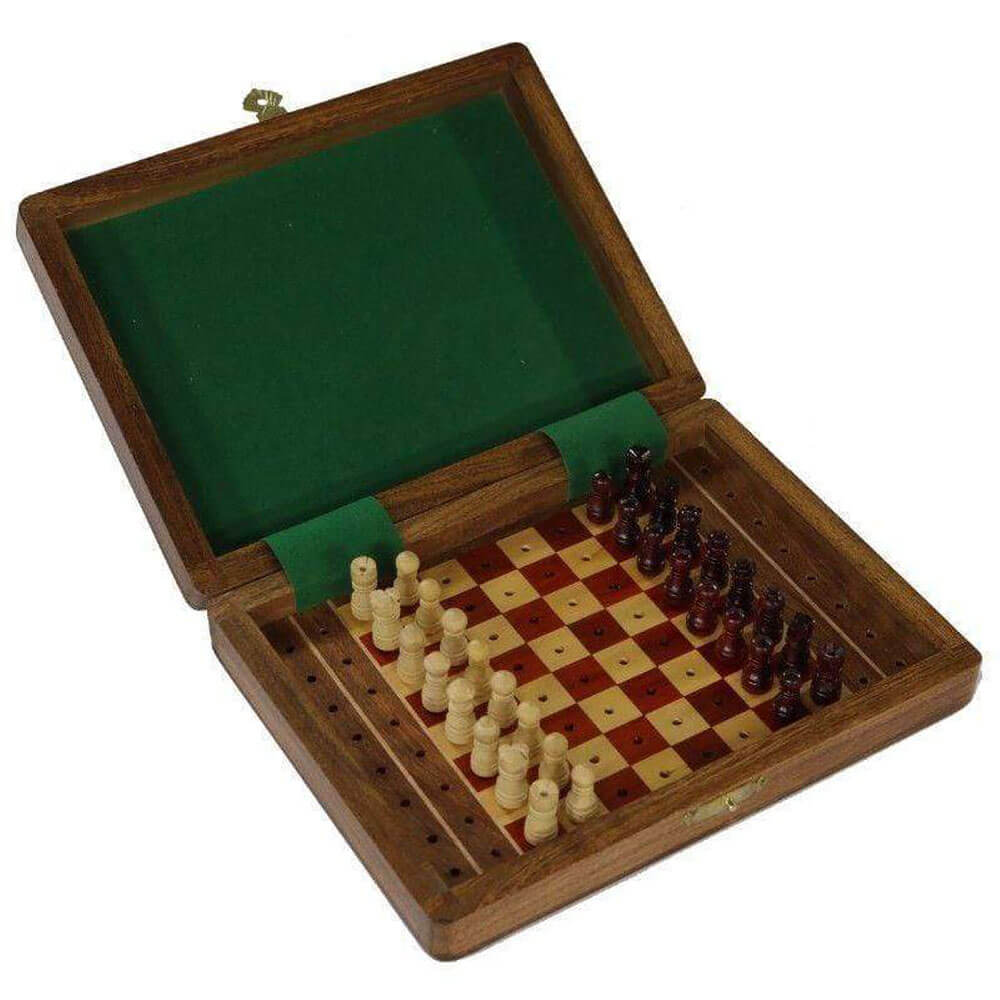 Redling Peg Travelling Acacia Chess Set (10x15cm)