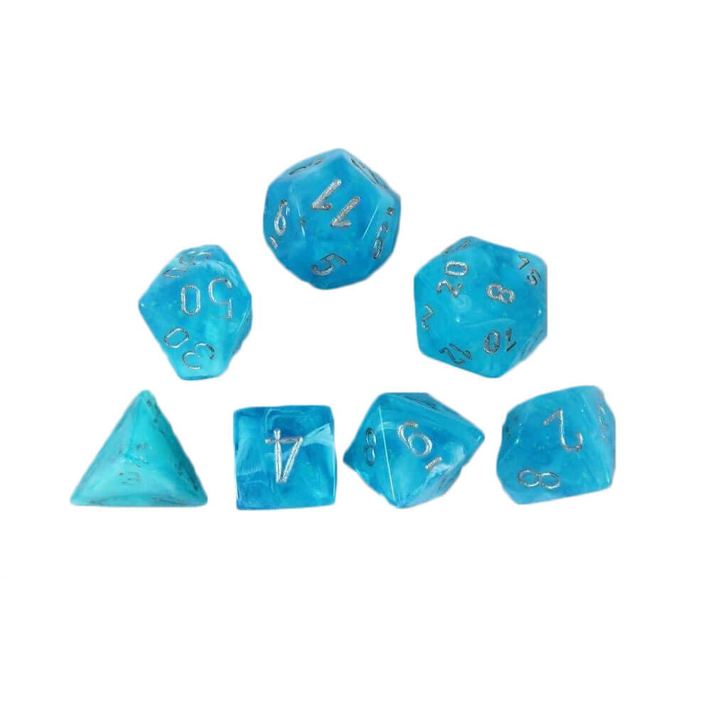Chessex Polyhedral 7-Die Luminary Sky/Silver Set