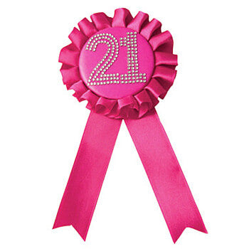 Pink 21st Birthday Rosette Badge