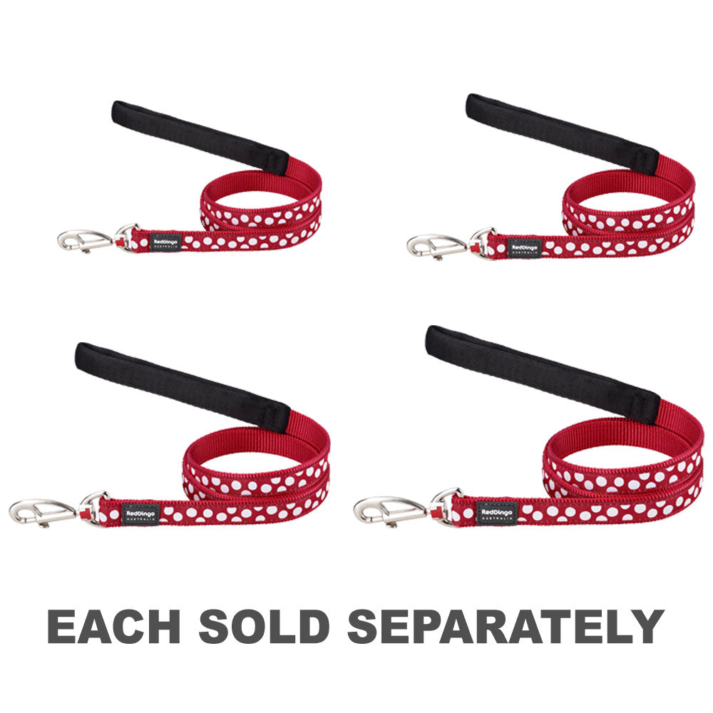 Dog Lead with White Spots on Red