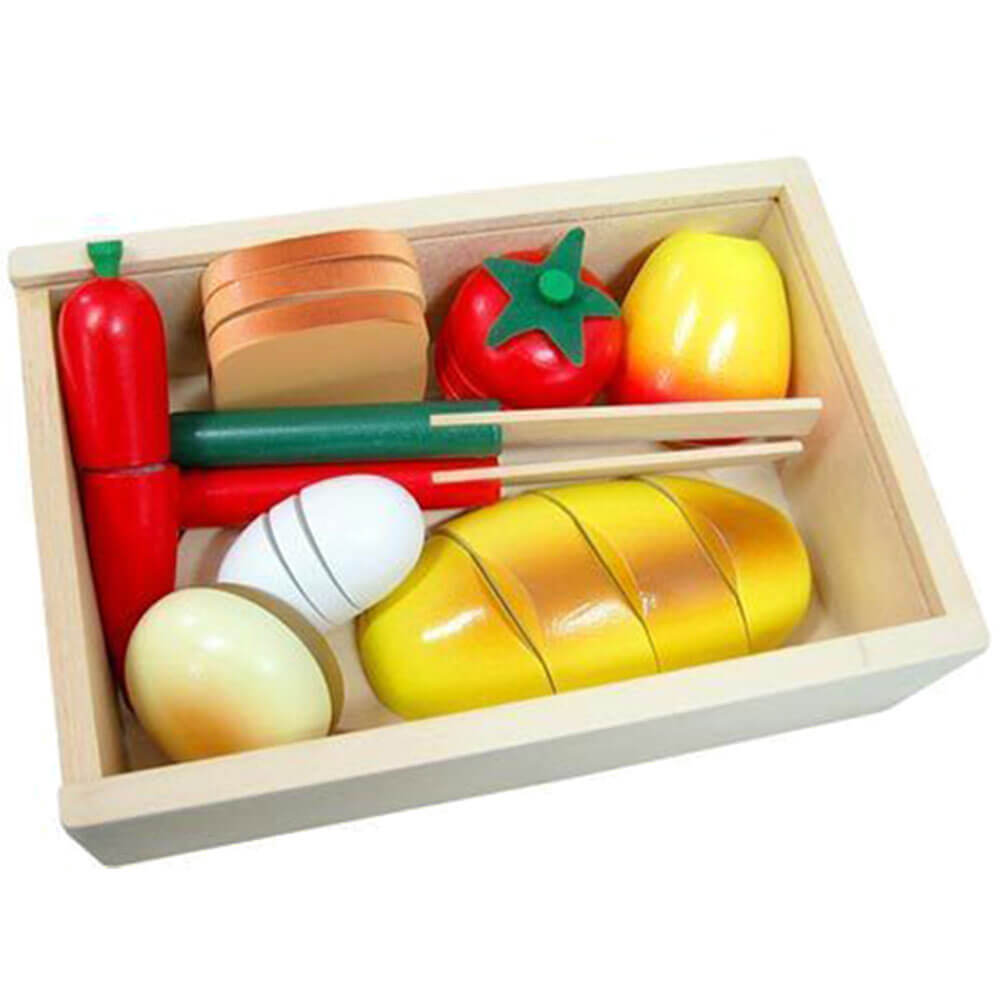 Bread Cutting Board in Wooden Box Pretend Play Toys Food