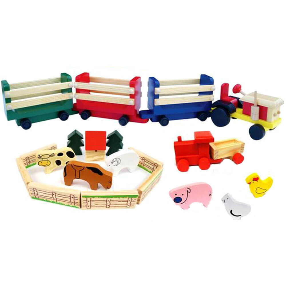 Fun Factory Wooden Farm Truck with Animals Toy