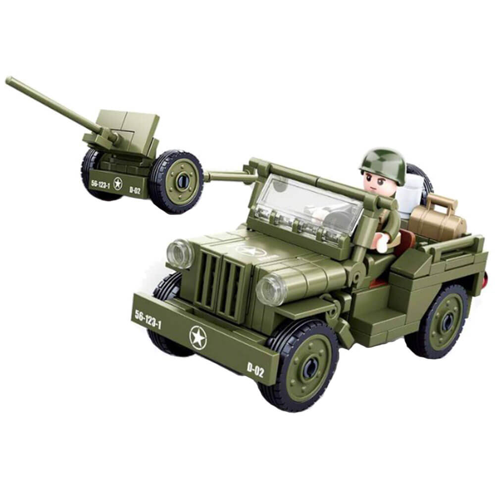 Sluban WWII Willy Jeep with Anti-Aircraft Guns 143pc