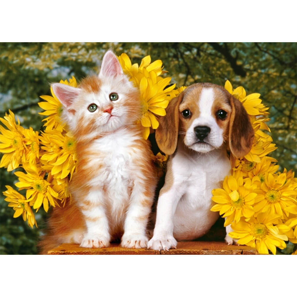 Castorland Kitten Puppy and Flowers Jigsaw Puzzle 108pcs
