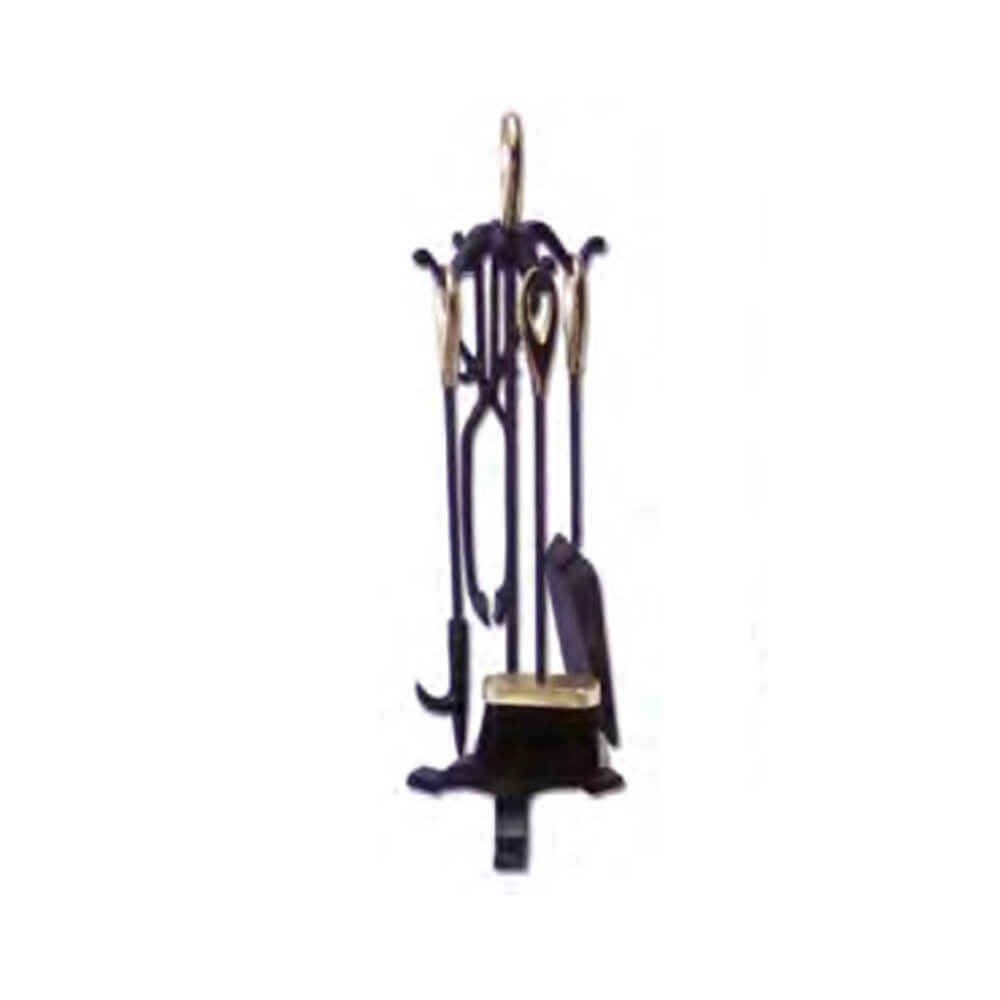 FireUp 64cm 5pc Tool Set w/ Stand (Black/Brass)