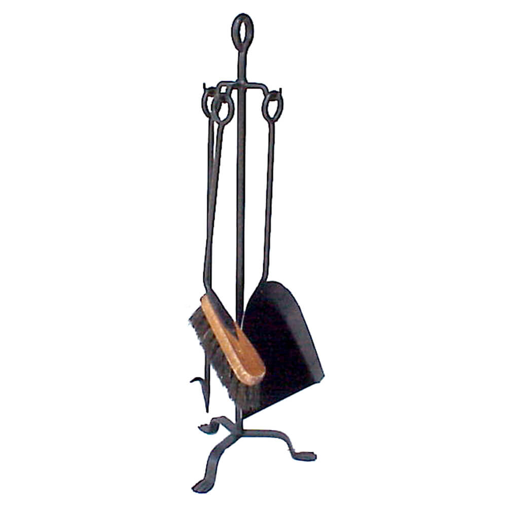 TONGIO 2 Piece Black Riviera Fire Tool with Stand