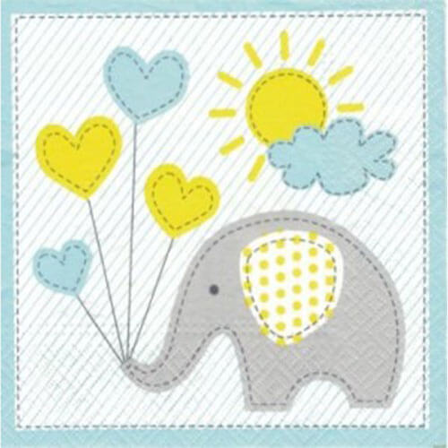 Paw Elephant Lunch Napkin 33cm (20pk)