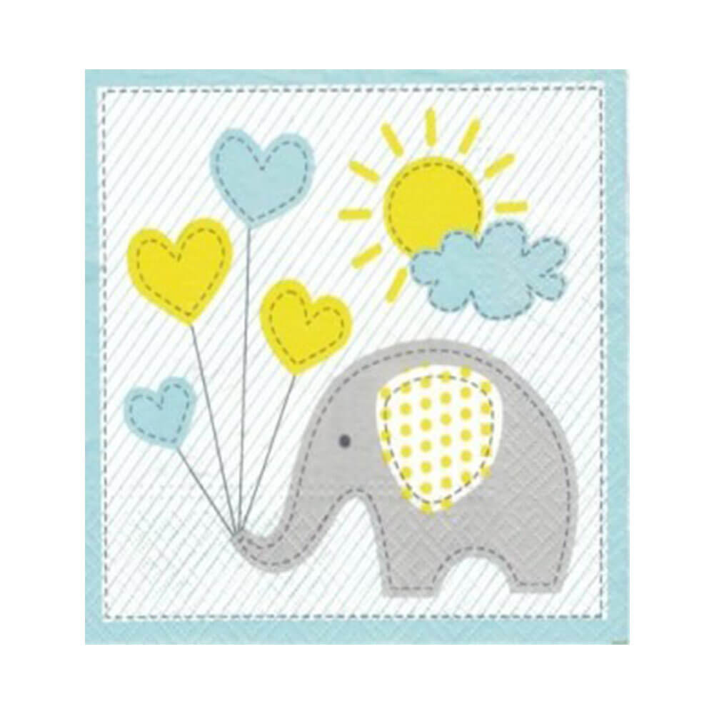Paw Elephant Lunch Napkin 33cm (20pk)
