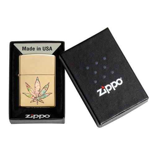 Zippo Cannabis High Polish Brass Lighter