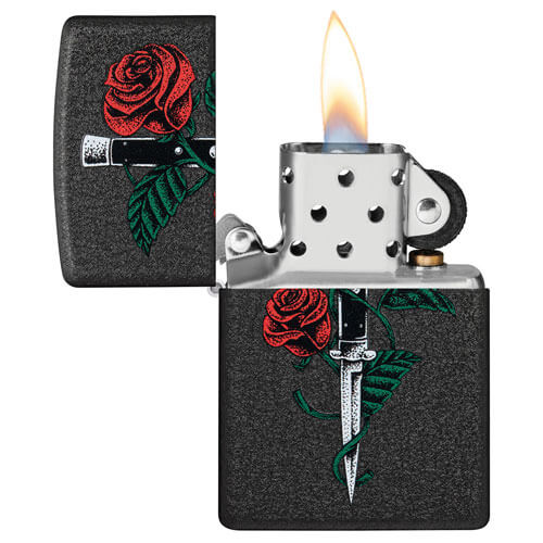 Zippo Rose Dagger Tattoo Design Lighter
