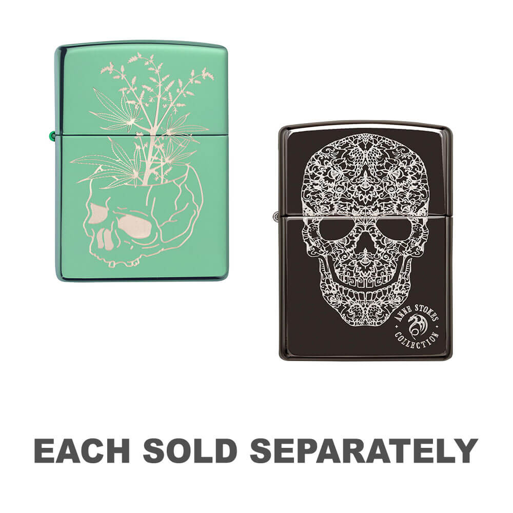 Zippo High Polish Finish Skull Design Lighter