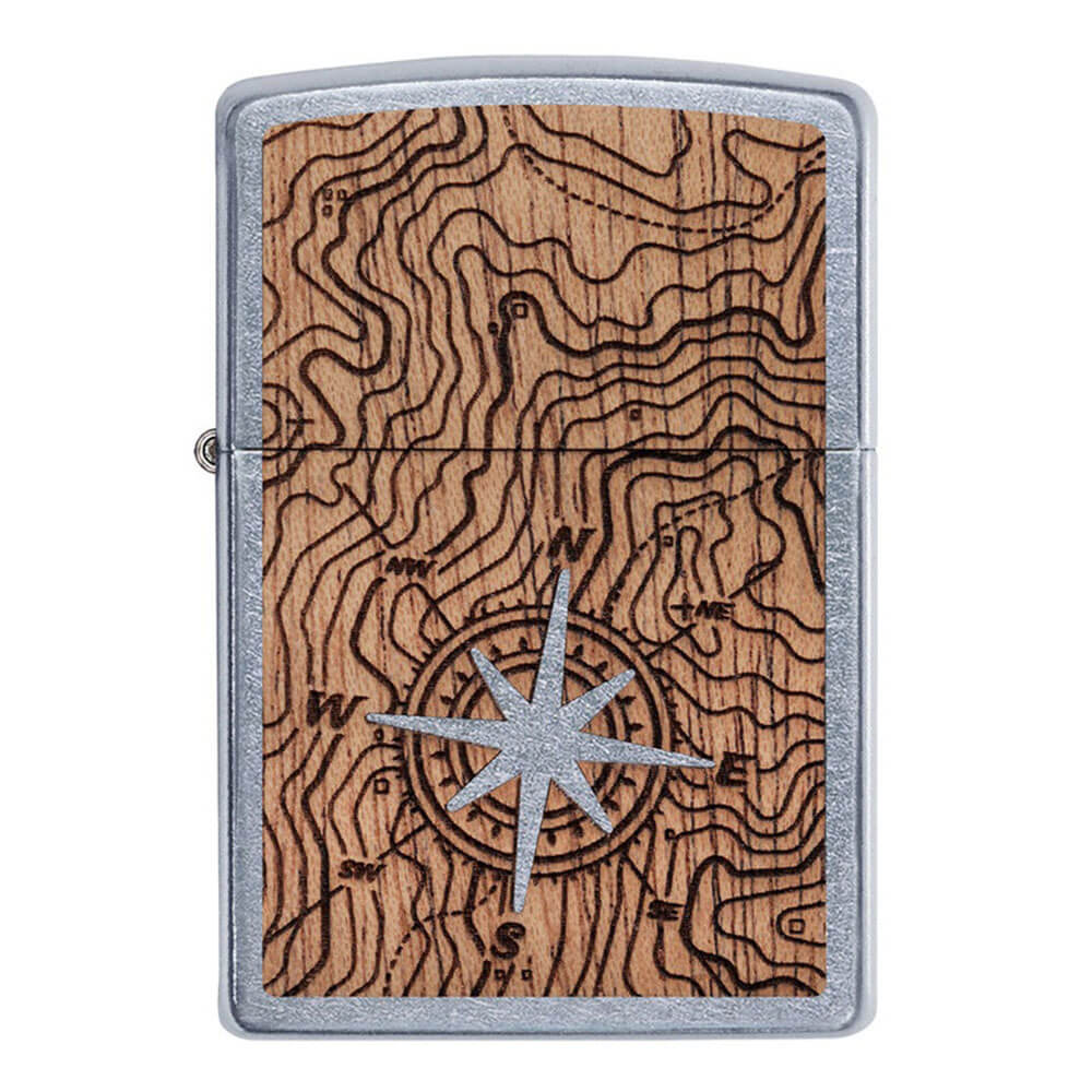 Zippo Woodchuck Compass Street Chrome Lighter