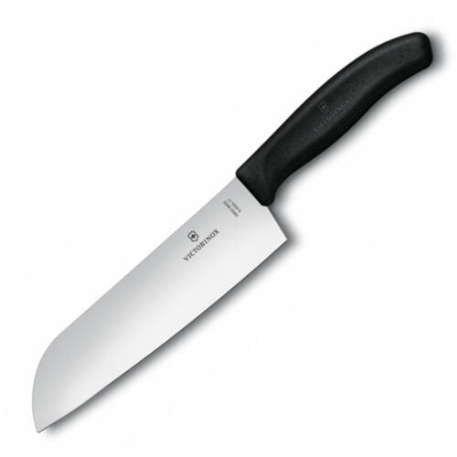 Classic Wide Blade Santoku Knife 17cm (Black)