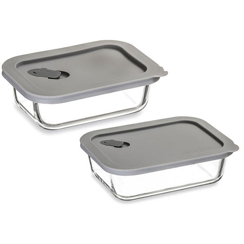 ClickClack Cook Rectangular Glass Container (Grey)