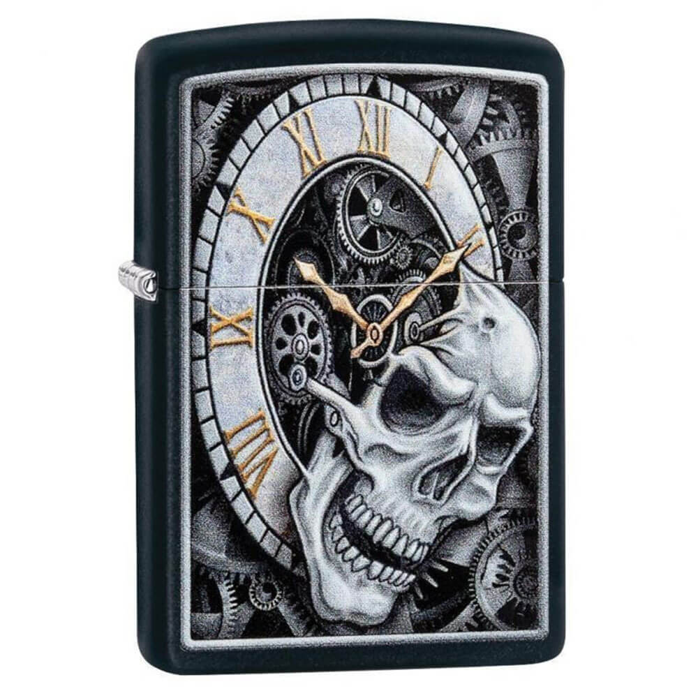 Zippo Matte Clock Skull Lighter