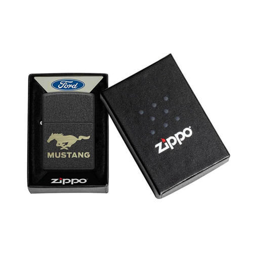 Zippo Ford Mustang Black Crackle Lighter