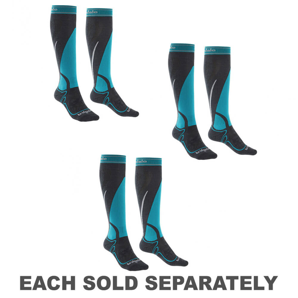 Ski Midweight Sock Womens Gunmetal/Torquoise