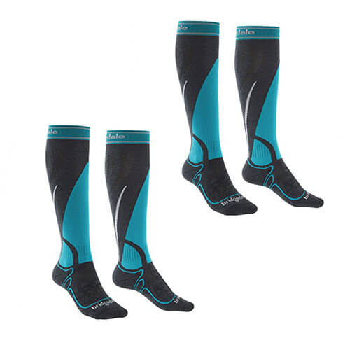 Ski Midweight Sock Womens Gunmetal/Torquoise