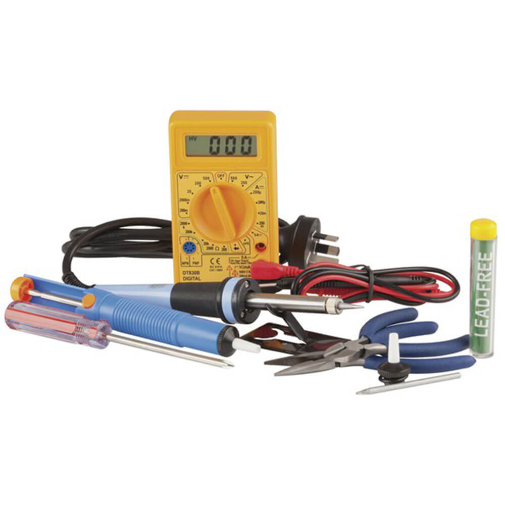 25W Soldering Iron Starter Kit w/ Digital MultiMeter