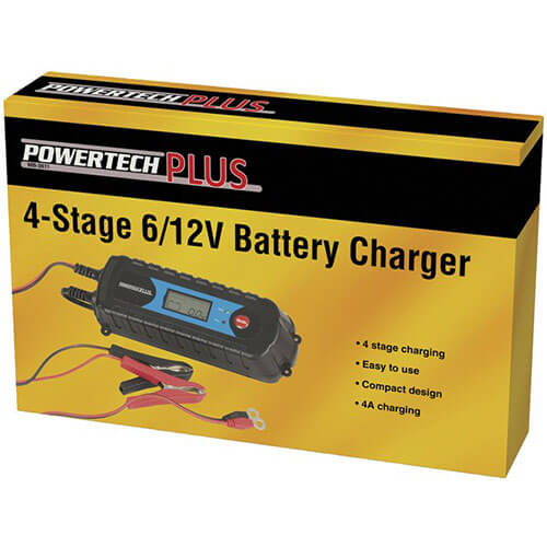 4 Stage 6/12V 4A Battery Charger w/ LCD Display