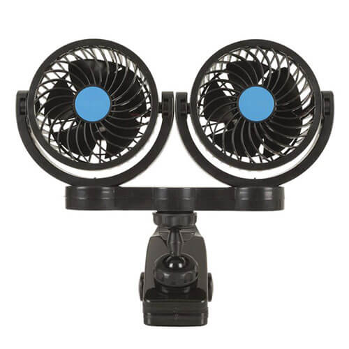 Dual 100mm 12V Fans w/ Clamp Mount