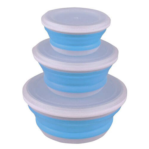 3 Piece Collapsible Foldable Bowl Set with Lids