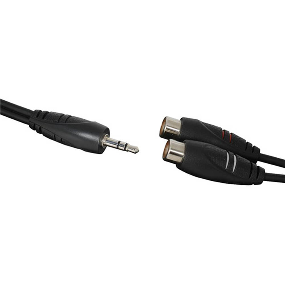 3.5mm Stereo Jack to 2 x RCA Female Skt Audio Cable (300mm)