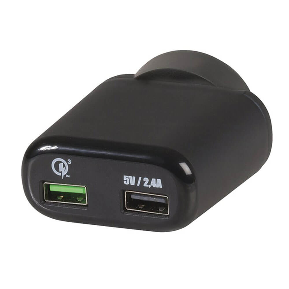 Dual USB Mains Adaptor w/ Single Qualcomm Quick Charge 3.0