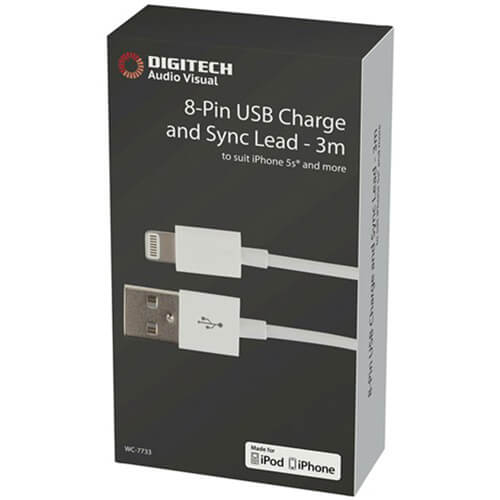 Digitech Lightning to USB Charger/Data Cable Lead (3m)