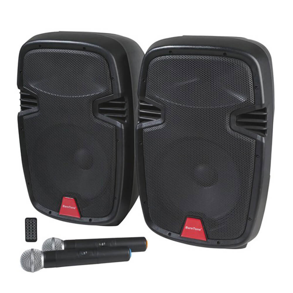 100W 8-Channel PA Speaker System with Wireless Microphones