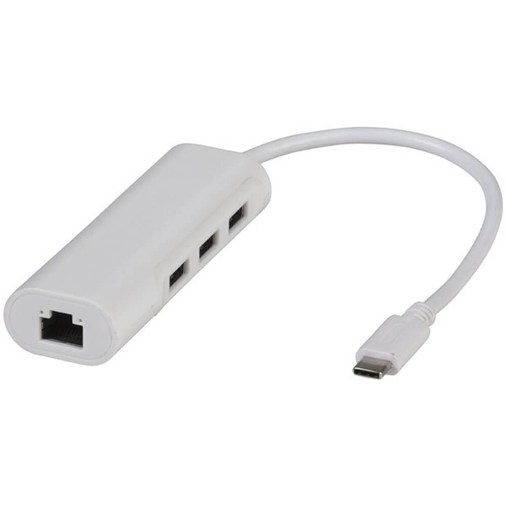3 Port USB Type C USB 3.0 Hub with Ethernet Adaptor