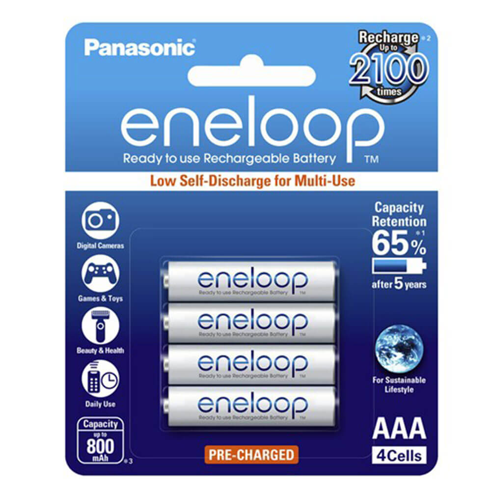 Panasonic Eneloop AAA Battery Pack of 4 (Ni-MH 1.2V 800mAH)