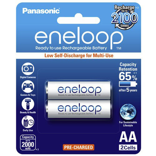 Panasonic Eneloop AA Battery Pack of 2 (Ni-MH 1.2V 2000mAH)