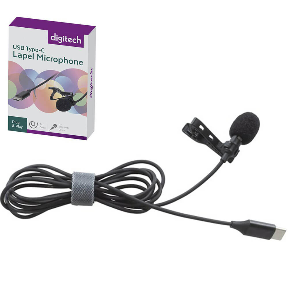 USB Type-C Lapel Microphone Tie Clasp Stereo