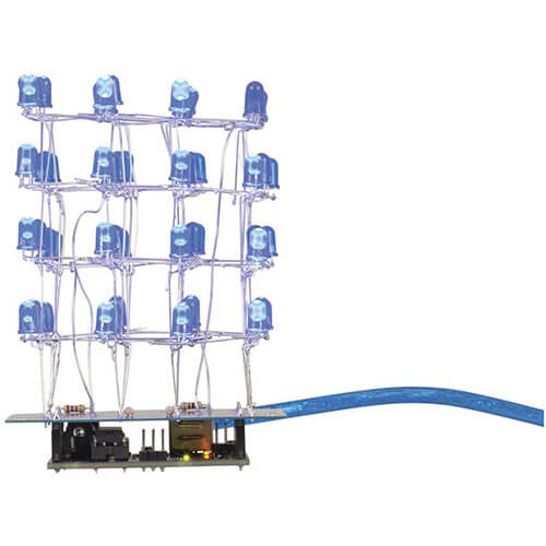 Build A Blue 4x4x4 LED Cube Solder Learning Kit