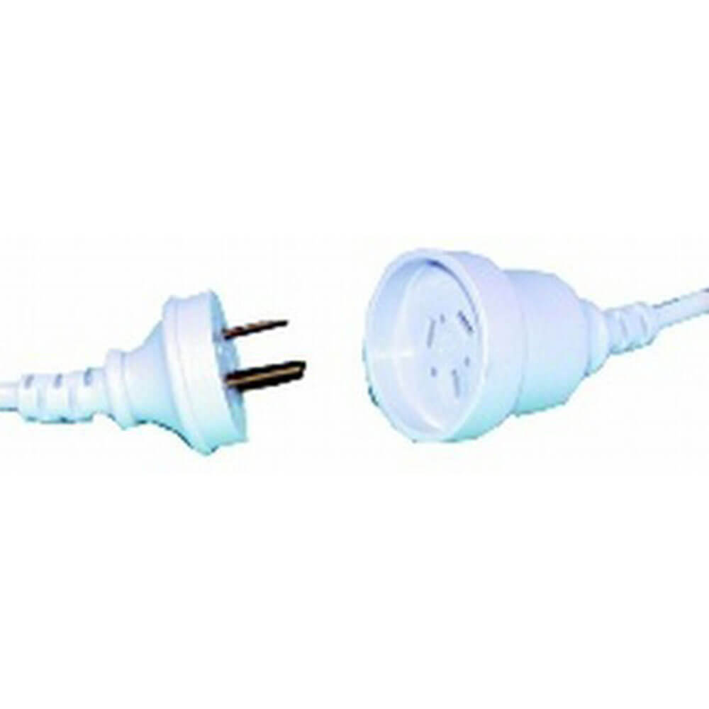 Mains Extension Cable with Flange 240V 10A White (3m)