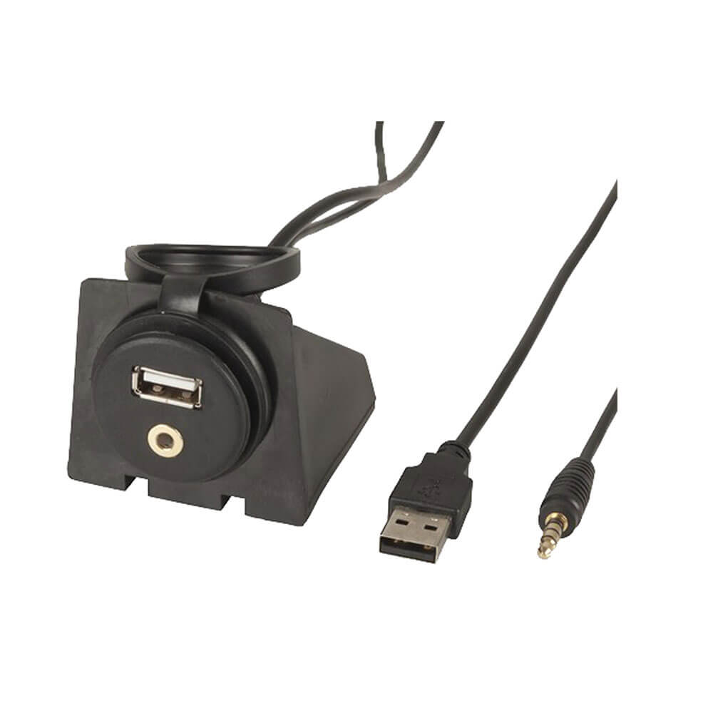 AUX and USB Extension Cable with Mount (2m)