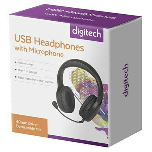 Digitech USB Headphones with Detachable Flexible Microphone