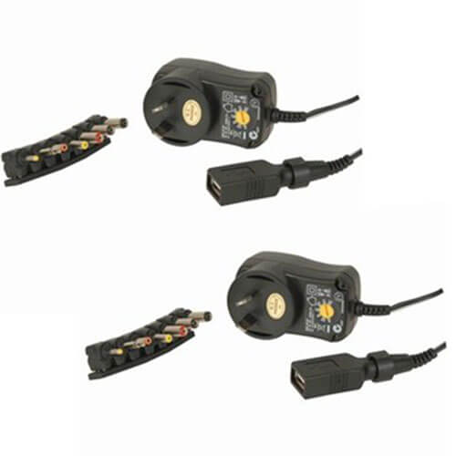 Mains Power Adaptor with 7 Plugs and USB (3-12VDC)