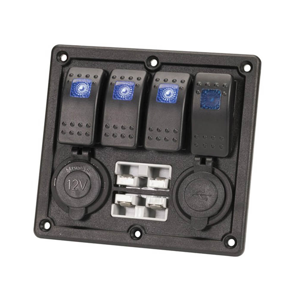 Illuminated Switch Panel With USB & Battery Plugs