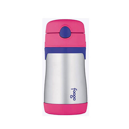 290mL Foogo S/Steel Vac Insul Drink Bottle w/Straw - Pink